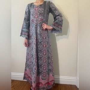 Gray-purple&pink intertwined! Desi style dress. Calmly vibrant-silver threads